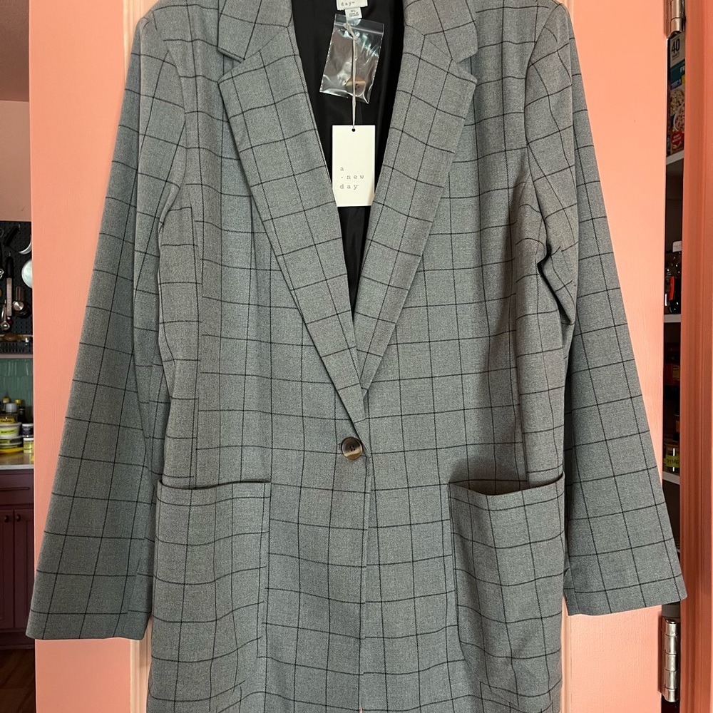 A New Day Gray Checkered Blazer